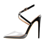 Load image into Gallery viewer, Pointed Toe Slingback High Heels Cross Strap Pumps
