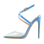 Load image into Gallery viewer, Pointed Toe Slingback High Heels Cross Strap Pumps
