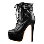 Load image into Gallery viewer, Platform Lace Up Ankle Strap Buckle Zip Stiletto High Heels Boots
