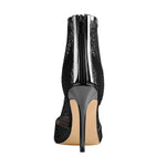 Load image into Gallery viewer, Pointed Toe Hollow Network Patent Leather High Heel Ankle Boots
