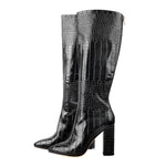 Load image into Gallery viewer, Pointed Toe Stone Pattern Chunky Boots
