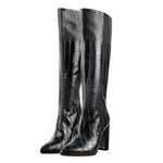 Load image into Gallery viewer, Pointed Toe Stone Pattern Chunky Boots
