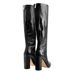 Load image into Gallery viewer, Pointed Toe Stone Pattern Chunky Boots
