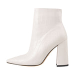 Load image into Gallery viewer, White Stone Pointed Toe Ankle Zipper Boots
