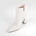 Load image into Gallery viewer, White Stone Pointed Toe Ankle Zipper Boots
