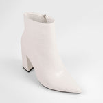 Load image into Gallery viewer, White Stone Pointed Toe Ankle Zipper Boots
