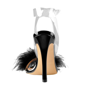 "Sissy Camryn" Feather Stilettos Sandals