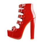 Load image into Gallery viewer, Five Buckle Strap Chunky Heels Sandals Boots
