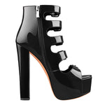 Load image into Gallery viewer, Five Buckle Strap Chunky Heels Sandals Boots
