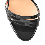 Load image into Gallery viewer, Patent Leather Round Toe Black Red Double Platform High Heel Ankle Buckle Strap Sandals
