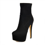 Load image into Gallery viewer, Lycra Stretch Platform Stiletto High Heel Ankle Boots
