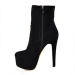 Load image into Gallery viewer, Lycra Stretch Platform Stiletto High Heel Ankle Boots
