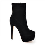 Load image into Gallery viewer, Lycra Stretch Platform Stiletto High Heel Ankle Boots
