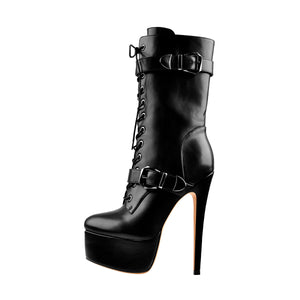 Punk Buckle Strap Platform High Heels Ankle Boots