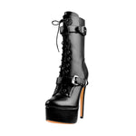 Load image into Gallery viewer, Punk Buckle Strap Platform High Heels Ankle Boots
