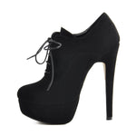 Load image into Gallery viewer, Platform Lace Up Stiletto High Heels Suede Leather Ankle Bootie
