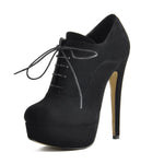 Load image into Gallery viewer, Platform Lace Up Stiletto High Heels Suede Leather Ankle Bootie
