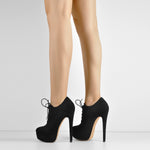 Load image into Gallery viewer, Platform Lace Up Stiletto High Heels Suede Leather Ankle Bootie
