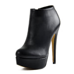 Load image into Gallery viewer, Black Platform Zipper Stiletto Ankle Boots
