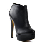 Load image into Gallery viewer, Black Platform Zipper Stiletto Ankle Boots
