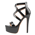 Load image into Gallery viewer, Platform Gladiator Cut Out Stilettos High Heels Sandals
