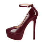 Load image into Gallery viewer, Round Toe Ankle Strap Platform Stiletto Pumps
