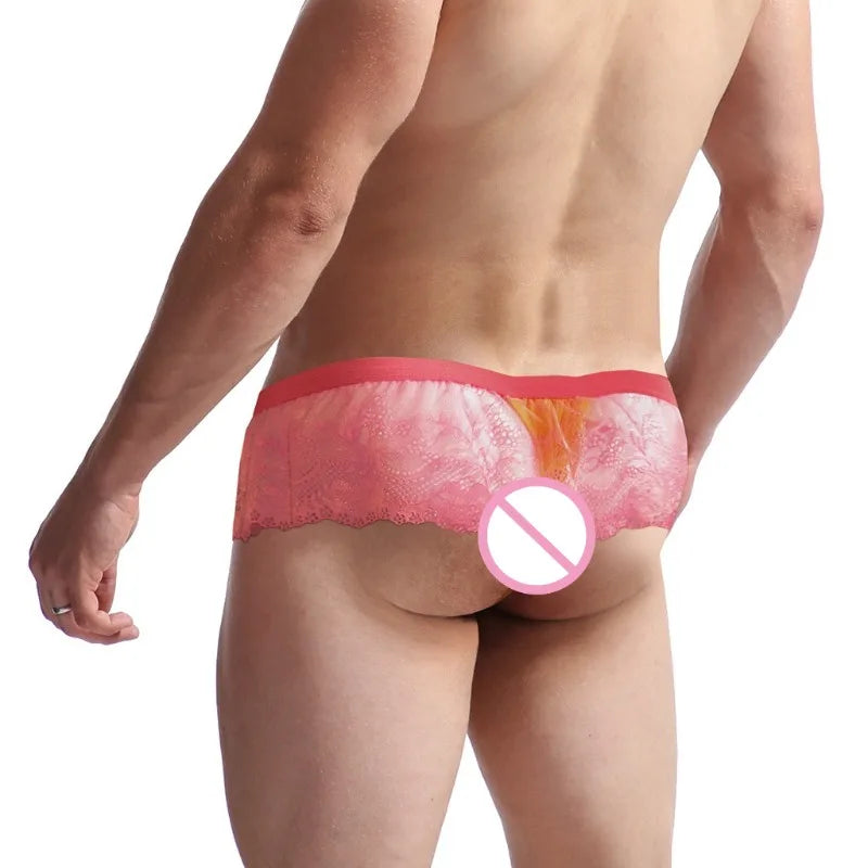 Frilly Lace Sissy Thong — Feminine G-String Panties for Men