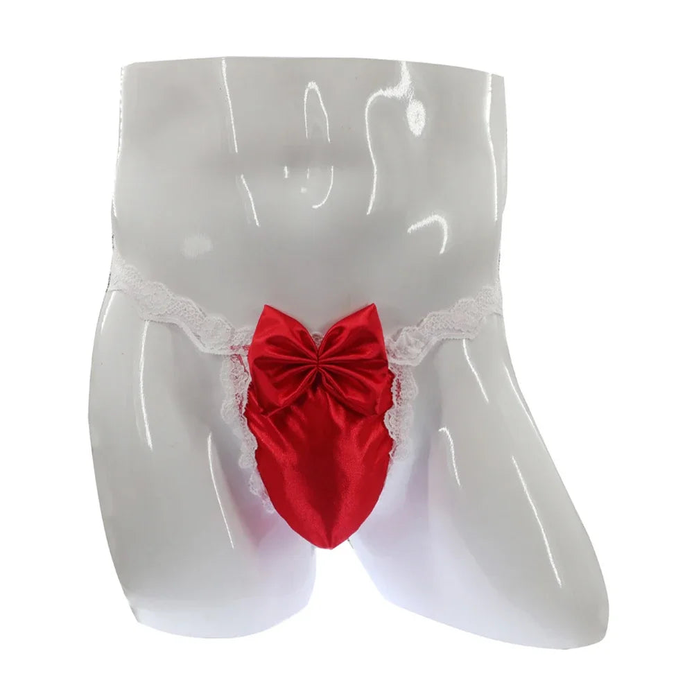"Sissy Aria" Satin Silky Lace Bow Briefs