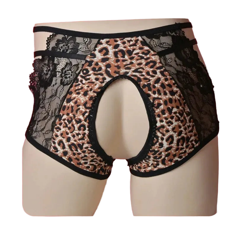 Leopard Lace Crotchless Panties – Femboy & Crossdresser Lingerie