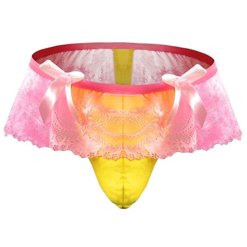 Frilly Lace Sissy Thong — Feminine G-String Panties for Men