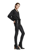 Black Matte Pointed-Toe Block Heel Ankle Boots