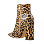 Load image into Gallery viewer, Leopard Pointed Toe High Heels Chunky Block Ankle Booties
