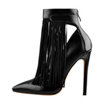 Load image into Gallery viewer, Fringe Pointed Toe Stiletto High Heels Ankle Pumps
