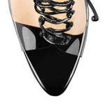 Load image into Gallery viewer, Open Toe Black Lace up Transparent Zip Ankle Sandals Boots
