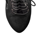 Load image into Gallery viewer, Black Suede Lace Up Platform Wedges Ankle Boots
