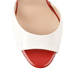 Load image into Gallery viewer, White Platform Peep Toe Ankle Chunky Sandals
