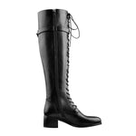 Load image into Gallery viewer, Round Toe Lace Up Sturdy Heel Side Zipper Knee High Boots
