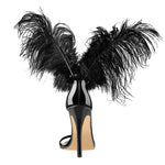 Load image into Gallery viewer, Open Toe Feather Back Lace Up Stiletto Heel Sandals
