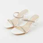 Load image into Gallery viewer, White Rhinestone Strap Lucite Clear Block Chunky Perspex High Heels Sandals
