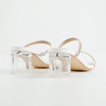 Load image into Gallery viewer, White Rhinestone Strap Lucite Clear Block Chunky Perspex High Heels Sandals
