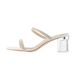 Load image into Gallery viewer, White Rhinestone Strap Lucite Clear Block Chunky Perspex High Heels Sandals
