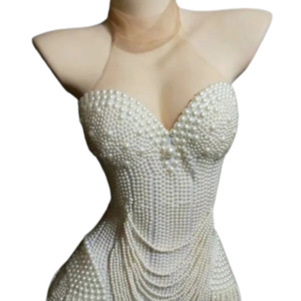 Aleena Beaded Pearls Bodysuit