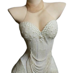 Load image into Gallery viewer, Aleena Beaded Pearls Bodysuit
