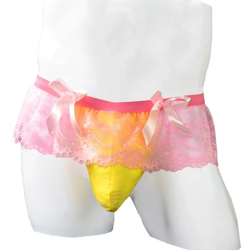 Frilly Lace Sissy Thong — Feminine G-String Panties for Men