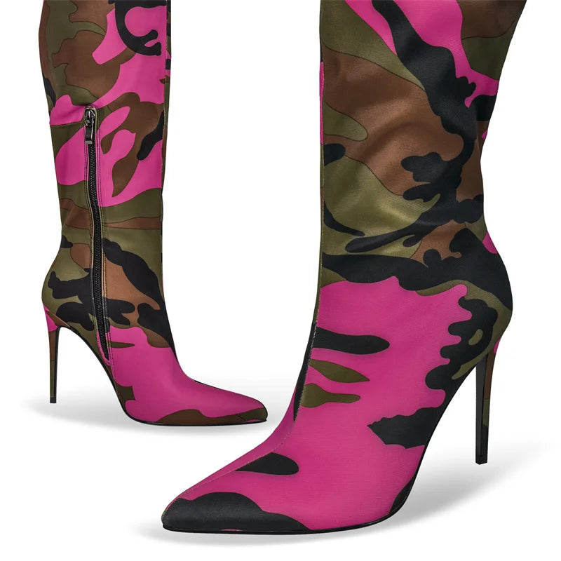 "Sissy Daisy" Camouflage Over The Knee Boots
