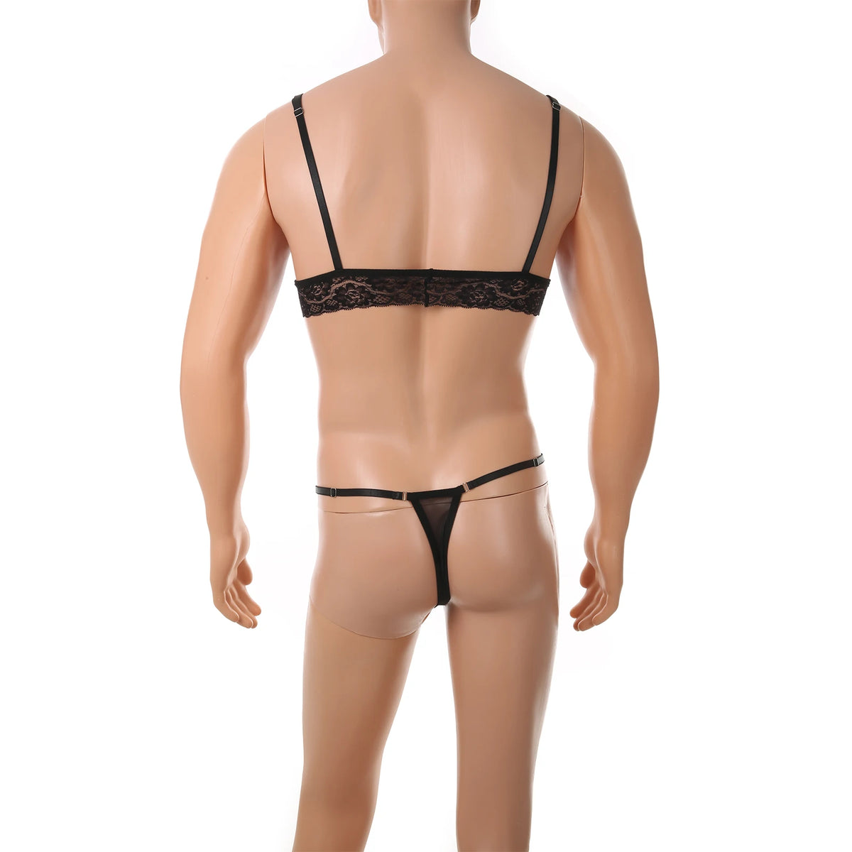 Sheer Lace Bralette & Thong Set — Mesh Lingerie for Crossdressers, Femboys & Drag