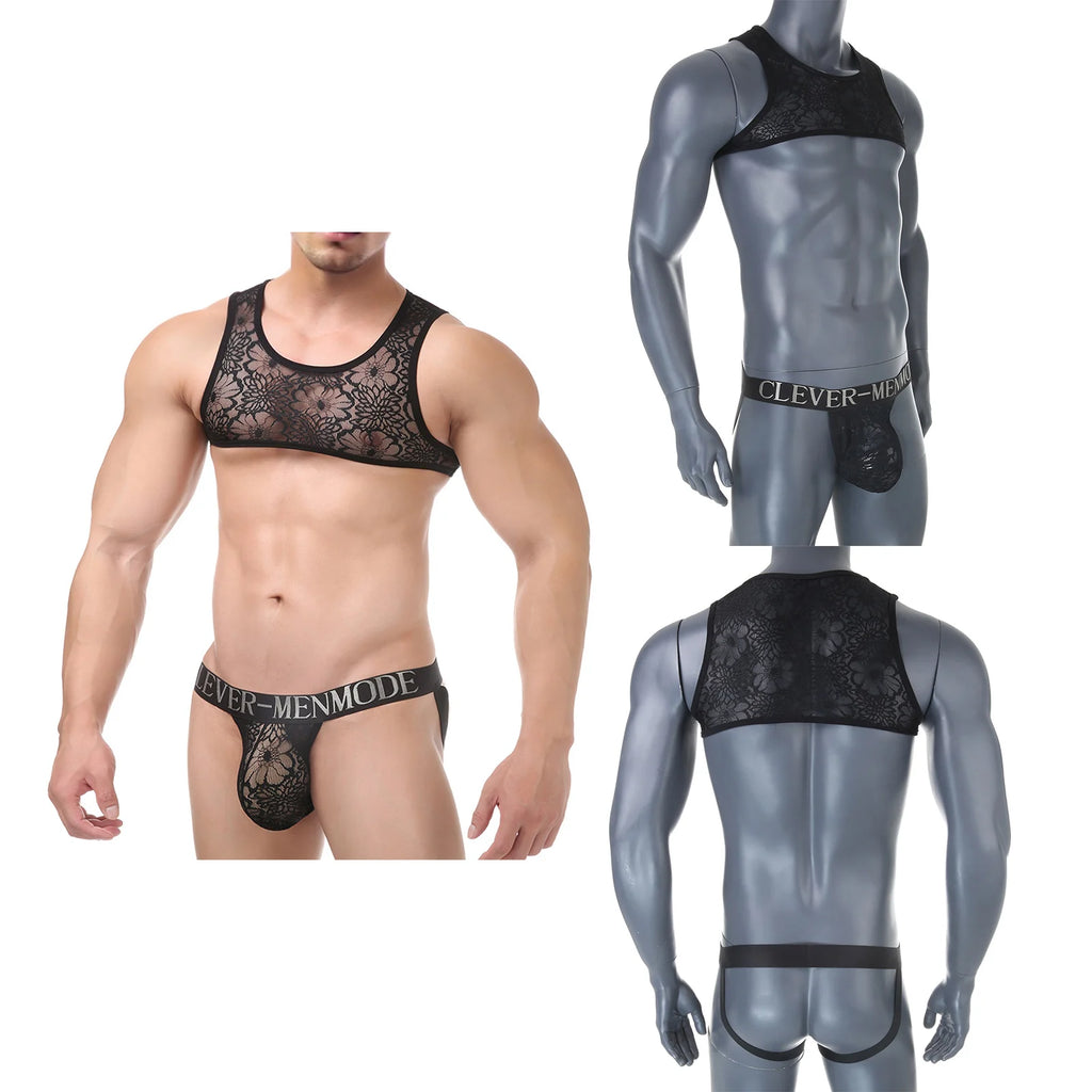 "Sissy Madelynn" Mens Sexy Floral Lace Lingerie Set