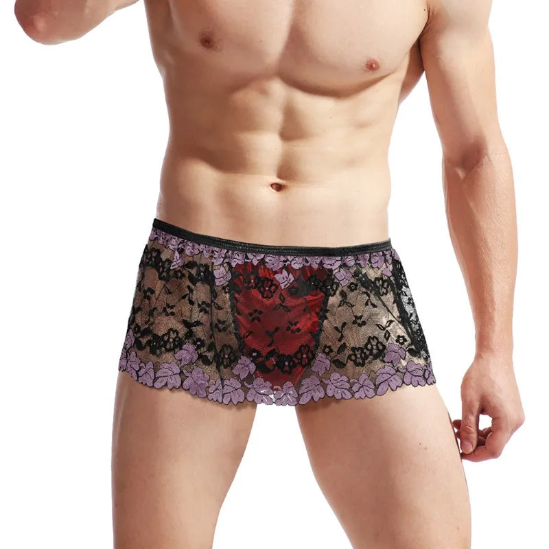 Sissy Floral Lace Skirted Thong | Men's Crossdressing Ruffle G-String Underwear – Feminize Me