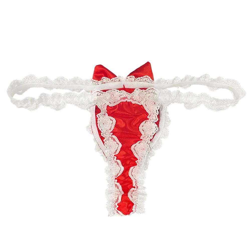 "Sissy Aria" Satin Silky Lace Bow Briefs