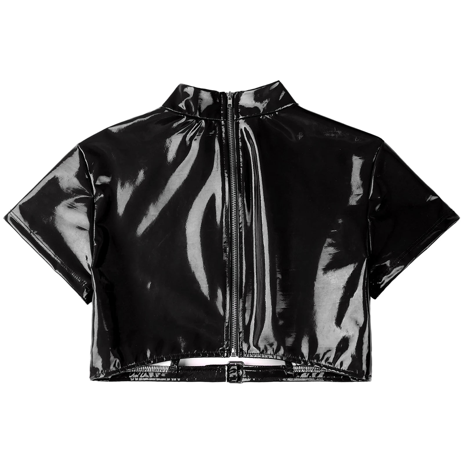 Patent Leather Cut Out Crop Top
